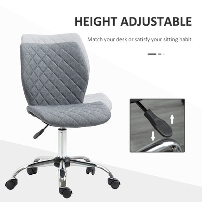 Vinsetto Mid Back Swivel Chair w/360Â° Swivel Height, thick sponge padded, Adjustable Home Office Linen Fabric Grey