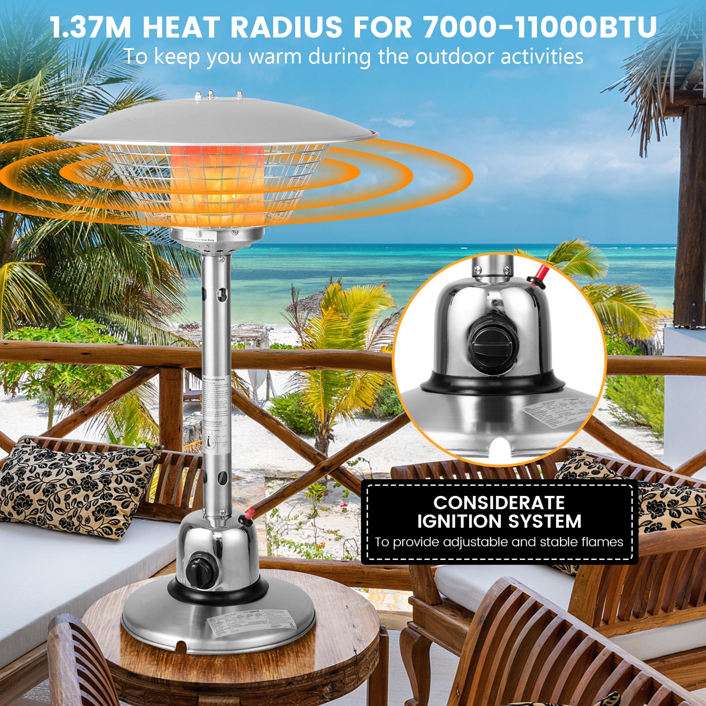 4KW Tabletop Portable Heater Burner with 2 Heat Settings