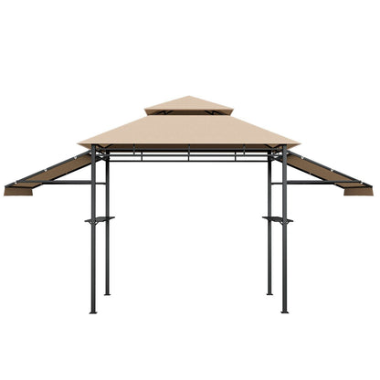 Outdoor Grill Gazebo with Dual Side Awnings-Brown