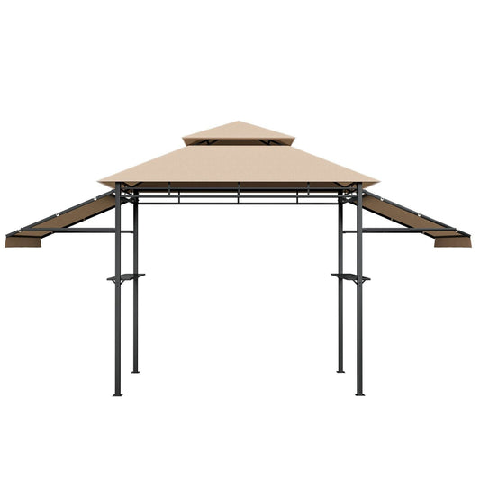 Outdoor Grill Gazebo with Dual Side Awnings-Brown