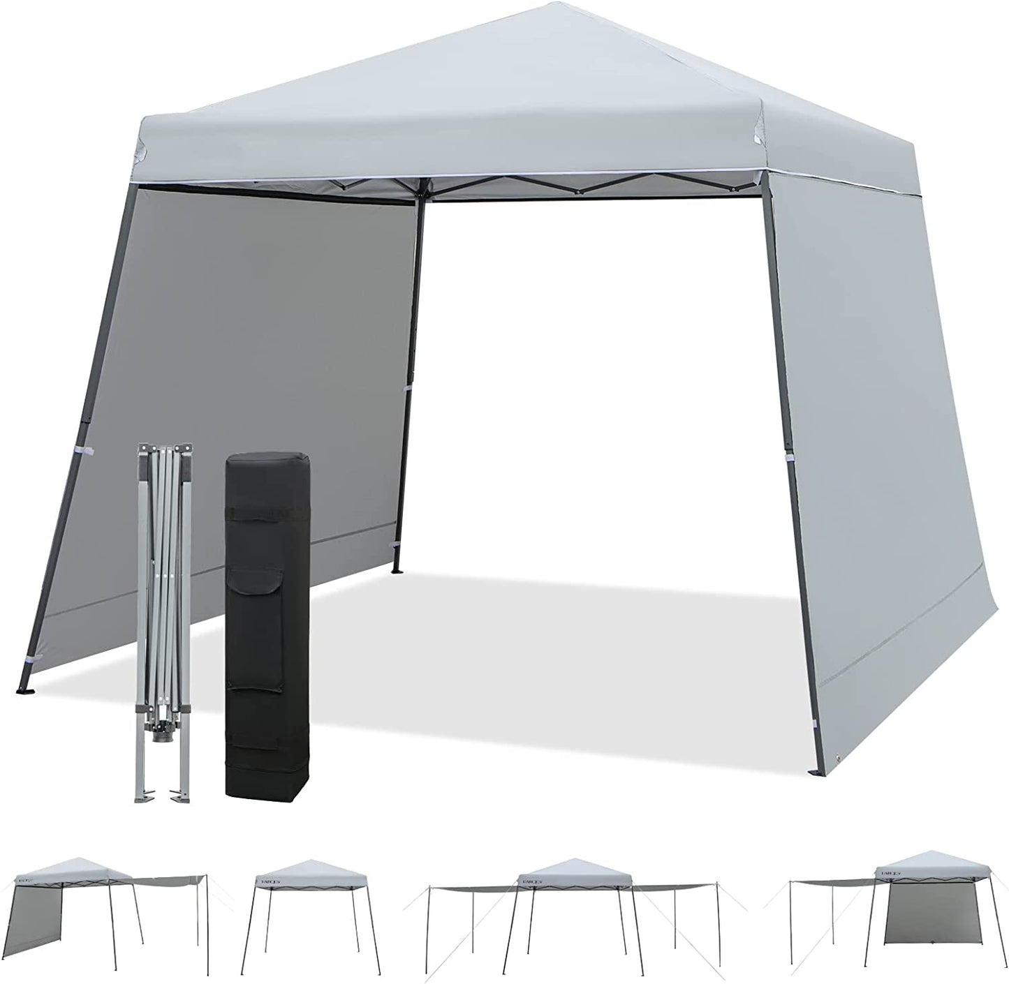 3 x 3 M Heght Adjustable Slant Leg Canopy Tent with 2 Sidewalls and Roller Bag