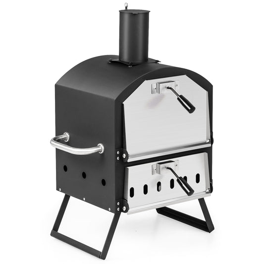 Outdoor Pizza Oven with Waterproof Cover and Anti-scalding Handles