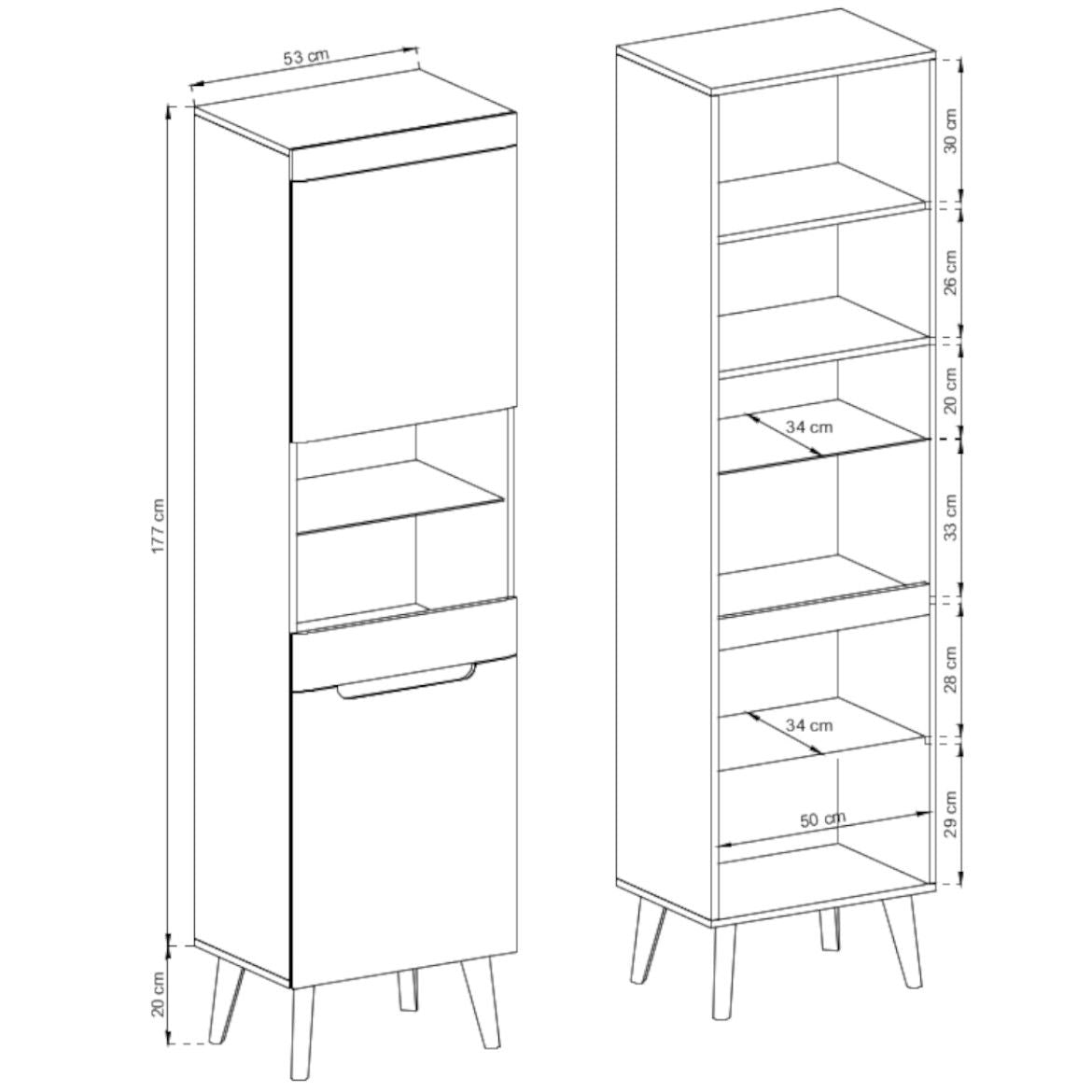 Nordi Tall Display Cabinet 53cm