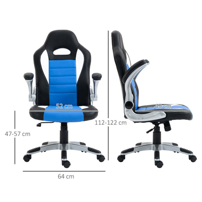 Racing Gaming Chair, PU Leather Computer Desk Chair, Height Adjustable Swivel Chair, Blue