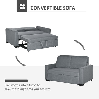 Modern 2 Seat Sofa Bed Click Clack Couch Sleeper Settee, Grey