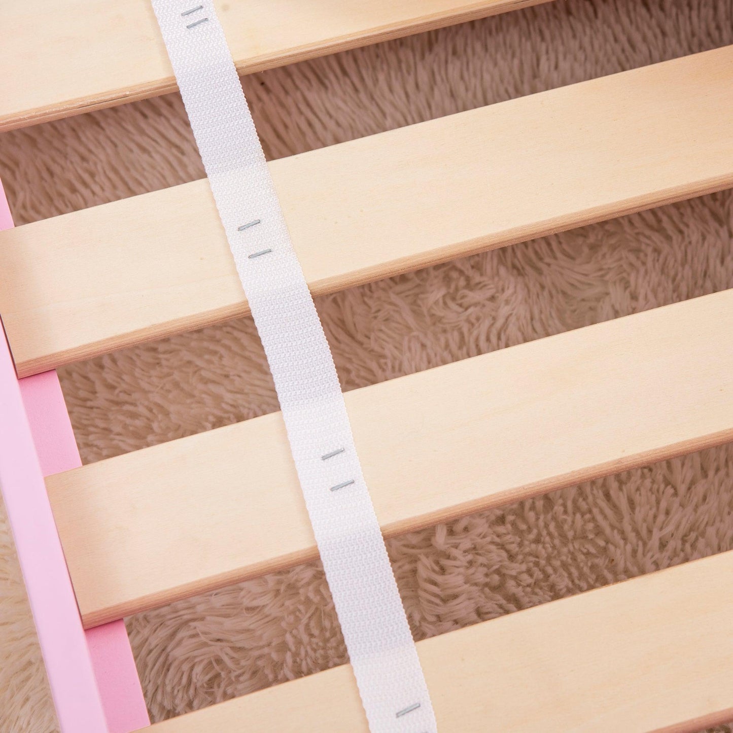 ZONEKIZ Kids Toddler Bed w/ Cute Patterns, Safety Rails - Pink