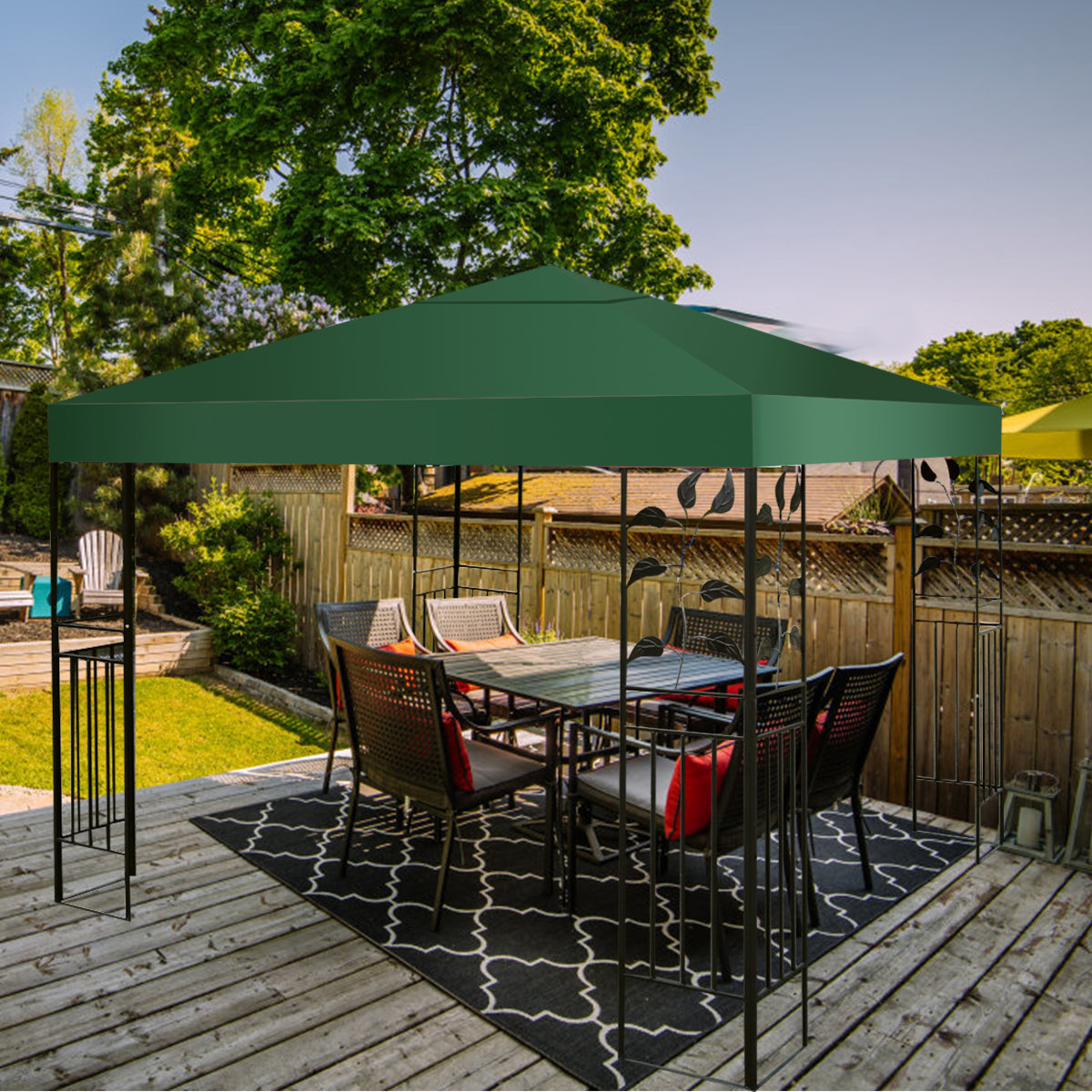 Outdoor Patio Pavilion Cover with Hook and Loop Fastener-Dark Green