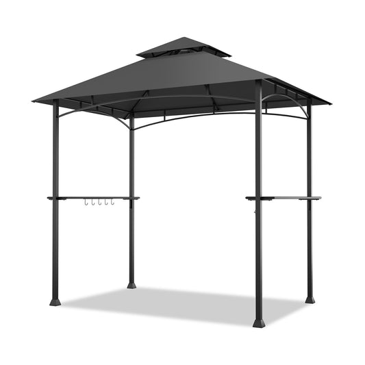 BBQ Grill Gazebo with Double-Tier Vented Top-Grey