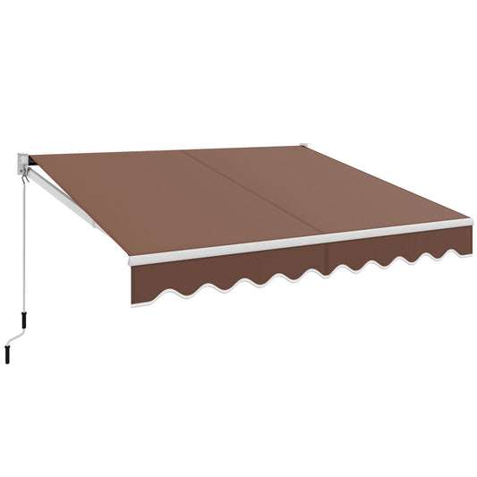 10 x 8 Feet Aluminum Retractable Awning with Crank Handle and Water-Resistant Polyester-Coffee