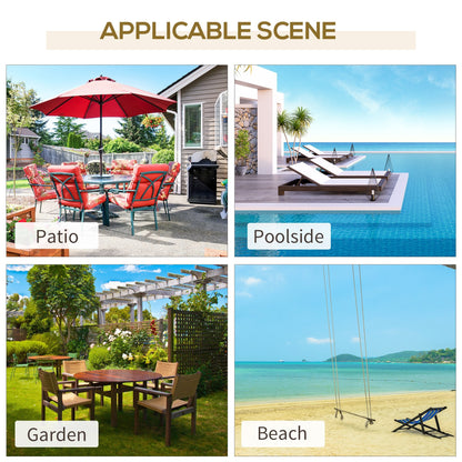 Ф255cm Patio Parasol Umbrella Outdoor Market Table Parasol with Push Button Tilt Crank and 18 Sturdy Ribs for Garden Lawn Backyard Pool Crema White Adjustable Angle Detachable Structure