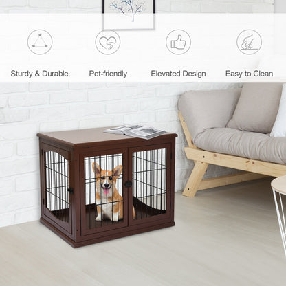 Small Dogs 3-Door MDF Indoor Cage Brown