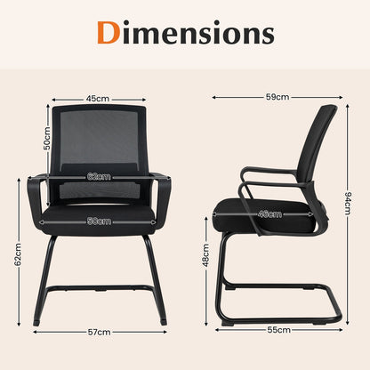 Conference Reception Chair with Lumbar Support and Sled Base-Black