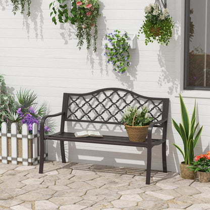 Outsunny Antique Style Outdoor Cast Iron Front Porch Bench Path Chair Seat Outdoor