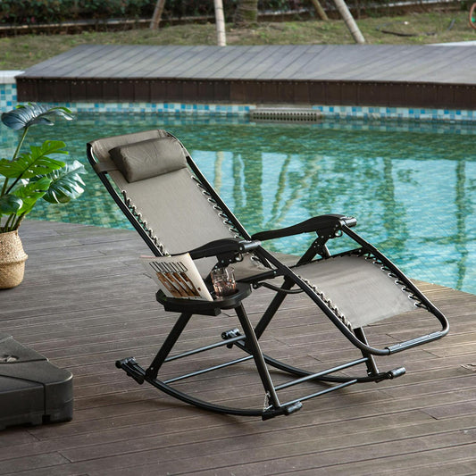 Zero-Gravity Rocking Chair, Steel Frame, Texteline-Grey