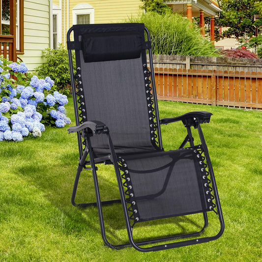 Zero Gravity Adjustable Chair, Steel Frame, Texteline-Black