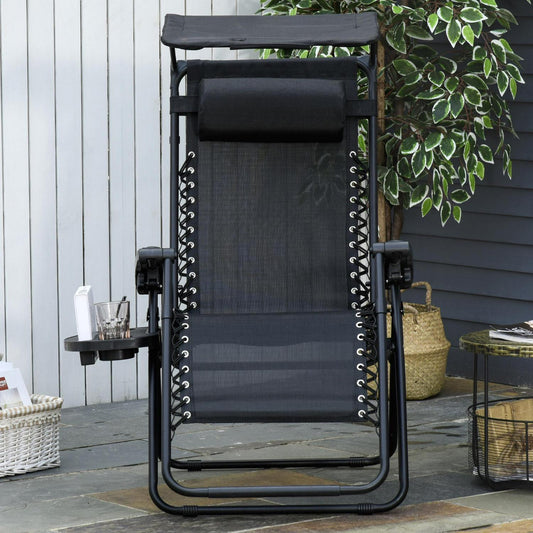 Zero Gravity Garden Deck Folding Chair- Black