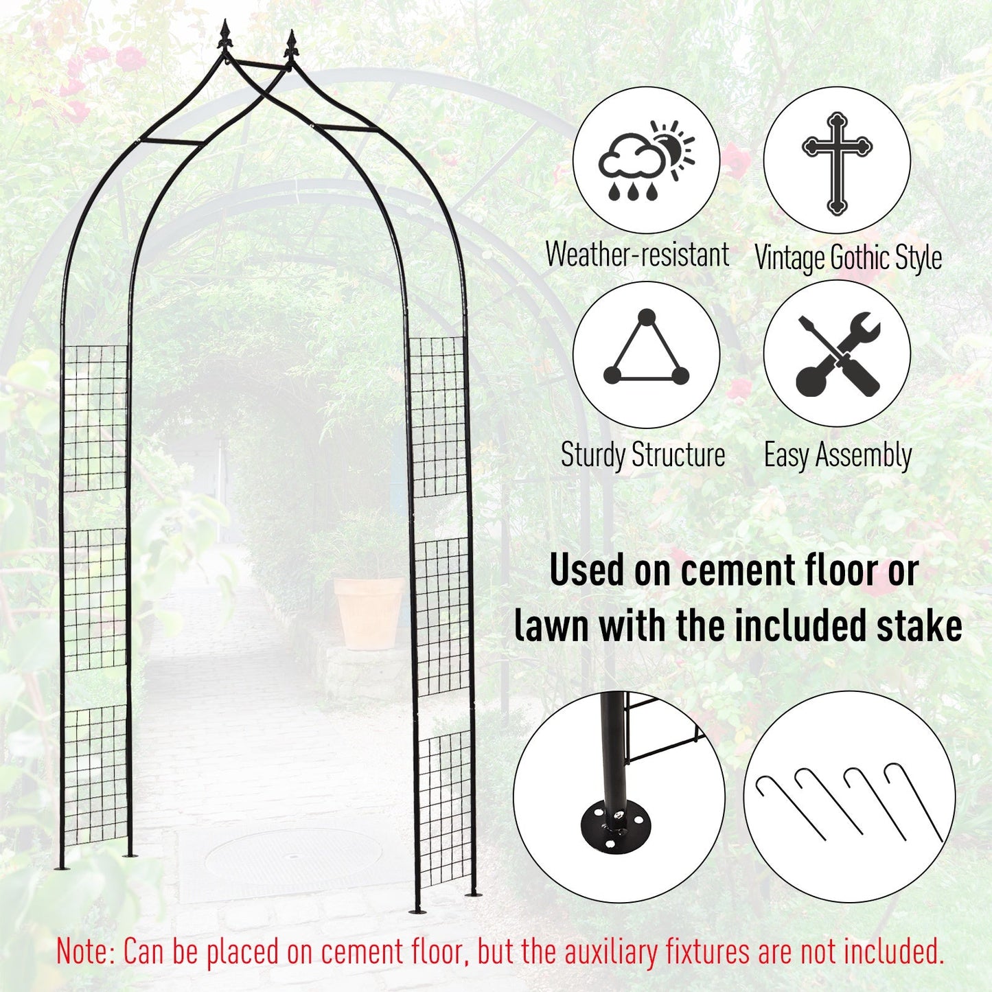 Outsunny Steel Frame Backyard Metal Pergola for Plants & Trellis Garden Arch Black