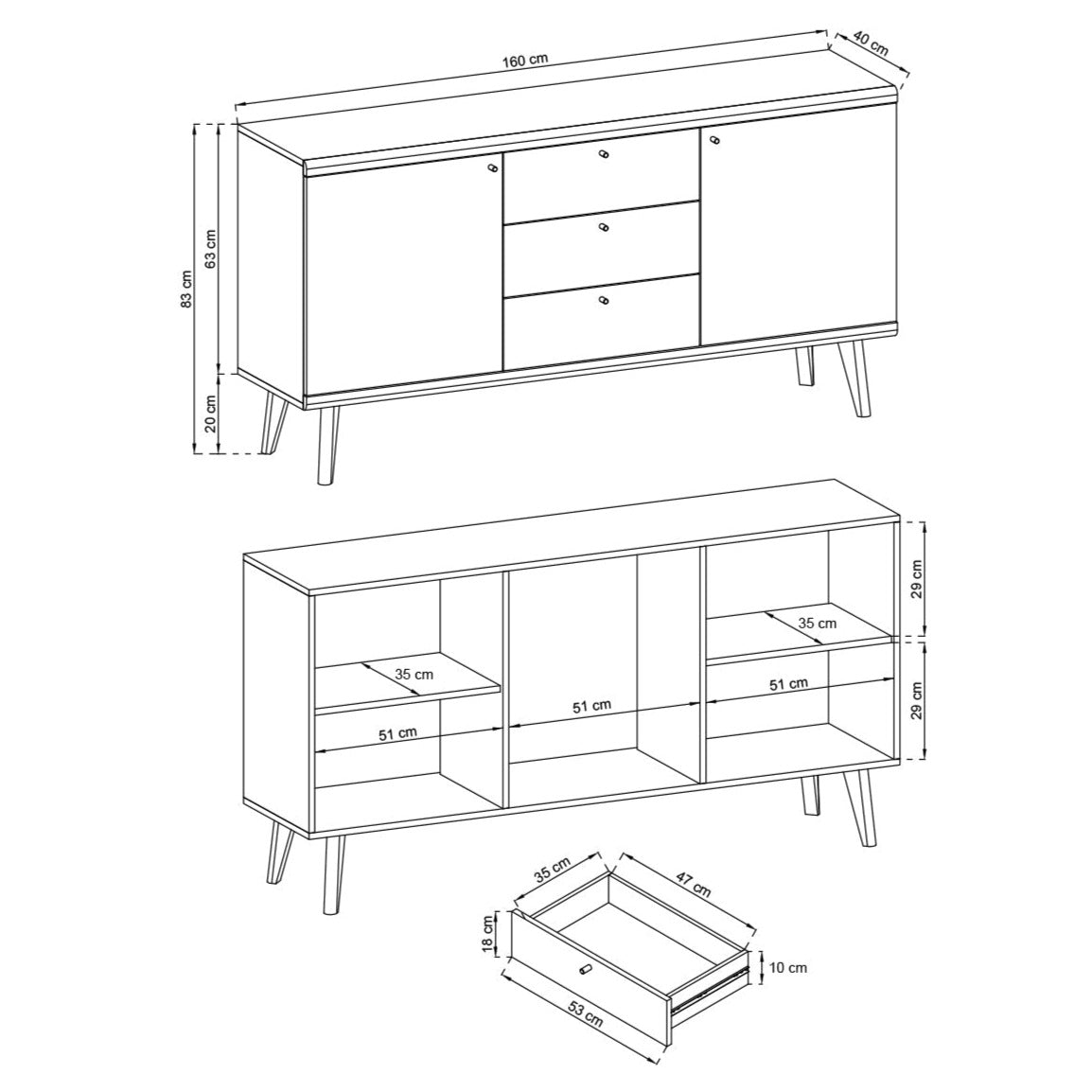 Primo Large Sideboard Cabinet 160cm