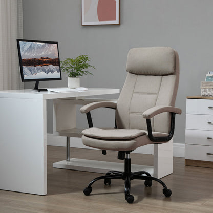 Vinsetto 2-Point Massage Office Chair Linen-Look Ergonomic Adjustable Height Rocking Comfortable Executive Seat, Beige