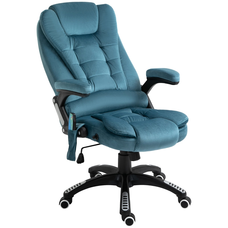 Vinsetto Recliner Office Chair with Six Massage Heating Points - Blue