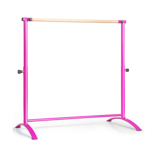 130CM  Freestanding Ballet Barre Bar with 4-Position Adjustable Height-Pink