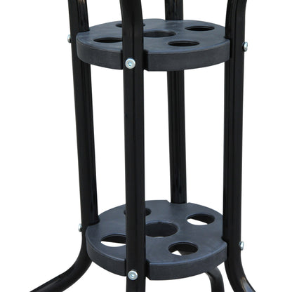 Φ60×70H cm Round Metal Table, Garden Table Tempered Glass-Black