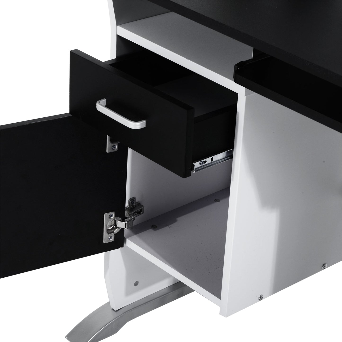 HOMCOM Computer Desk with Sliding Keyboard Tray Storage Drawers and Host Box Shelf Home Office Workstation (Black)
