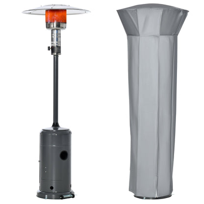 Outsunny 12.5KW Outdoor Gas Patio Heater with Wheels, Dust Cover, Regulator and Hose - Charcoal Grey