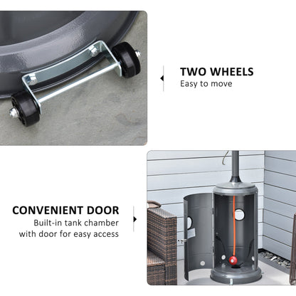 Outsunny 12.5KW Outdoor Gas Patio Heater with Wheels, Dust Cover, Regulator and Hose - Charcoal Grey