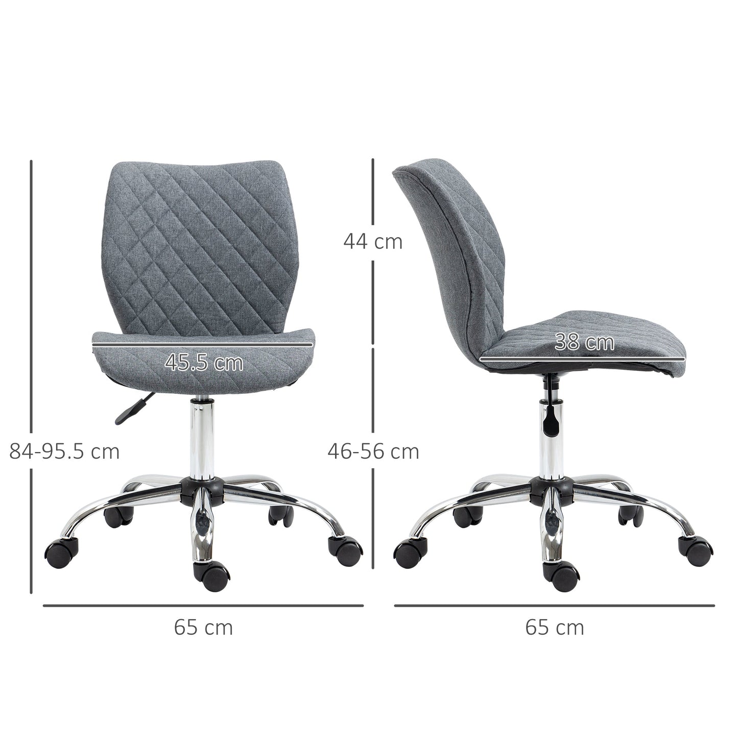 Vinsetto Mid Back Swivel Chair w/360Â° Swivel Height, thick sponge padded, Adjustable Home Office Linen Fabric Grey