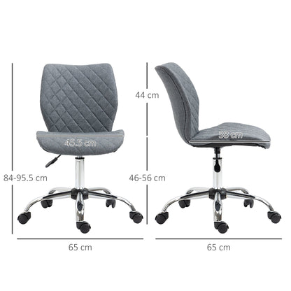 Vinsetto Mid Back Swivel Chair w/360Â° Swivel Height, thick sponge padded, Adjustable Home Office Linen Fabric Grey