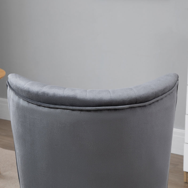 Velvet-Feel Armless Accent Chair - Grey