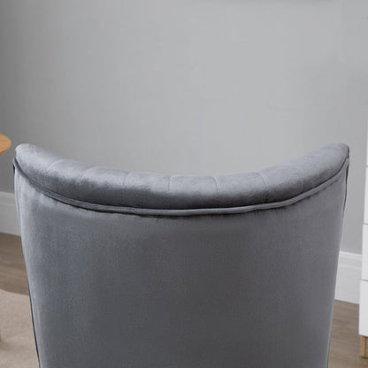 Velvet-Feel Armless Accent Chair - Grey