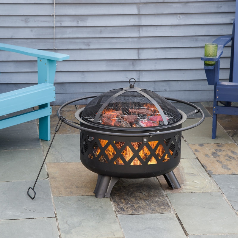 2-in-1 Outdoor Fire Pit With BBQ Grill