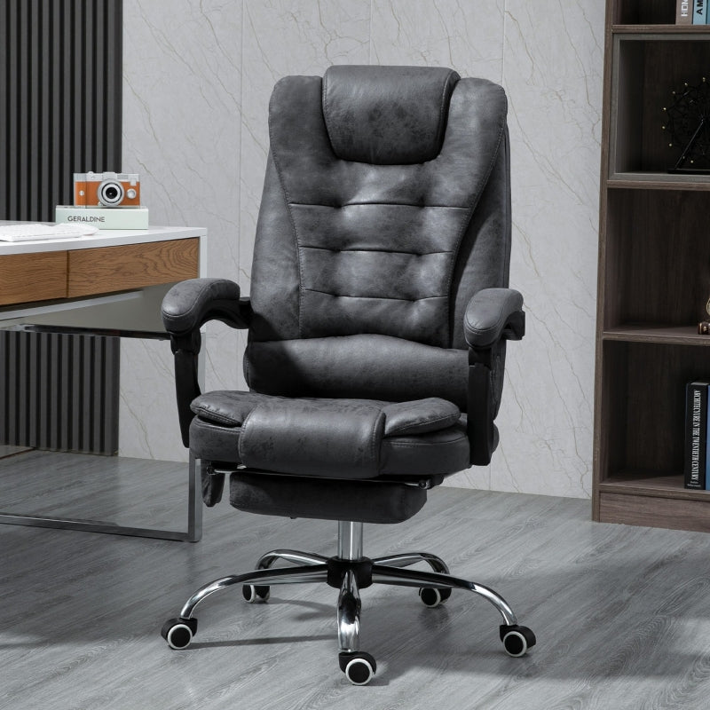 Vinsetto Adjustable Office Chair with High Back Footrest and 6 Points Heating Massage Function - Dark Grey