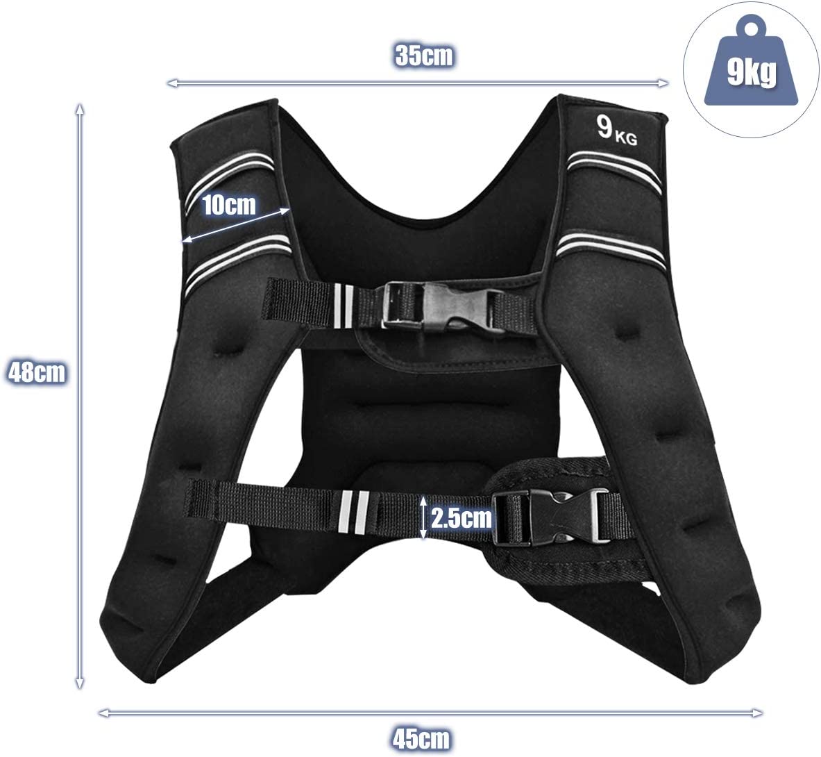 Weighted Vest with Adjustable Buckles and Mesh Bag