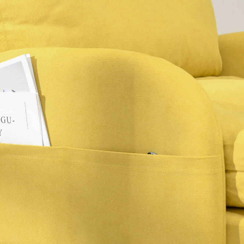 Upholstered Armchair With Footstool Set ,Yellow