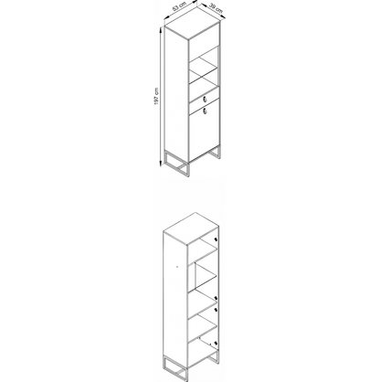 Dark Tall Display Cabinet 53cm