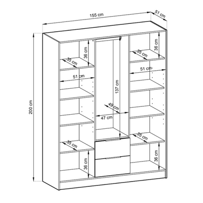 Nelly Hinged Door Wardrobe 155cm