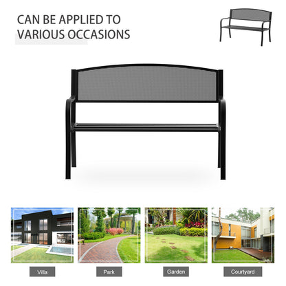 120 cm 2 Person Garden Bench, Steel-Black