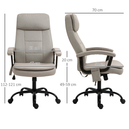 Vinsetto 2-Point Massage Office Chair Linen-Look Ergonomic Adjustable Height Rocking Comfortable Executive Seat, Beige