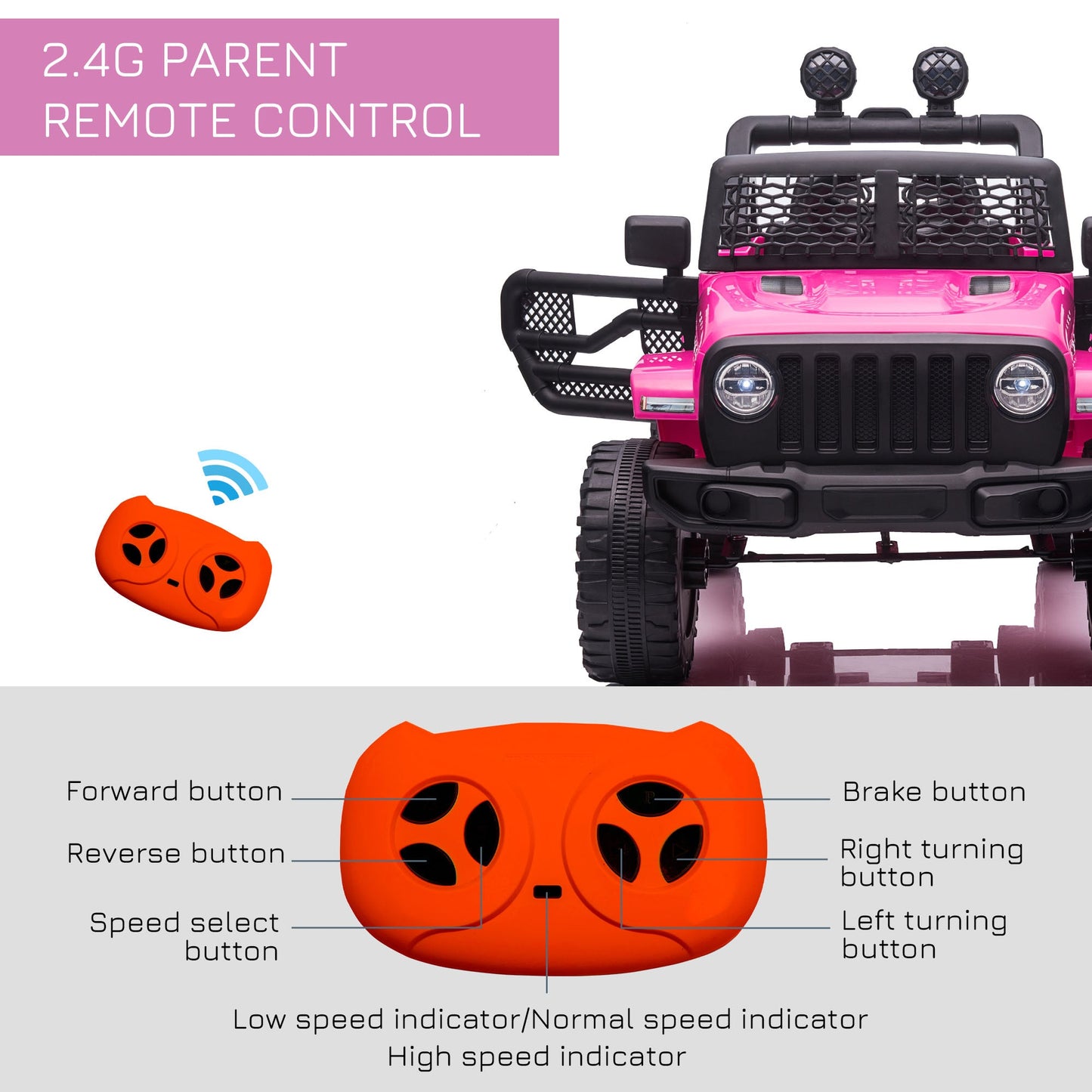 12V Battery-powered 2 Motors Kids Electric Ride On Car Truck Off-road Toy Pink