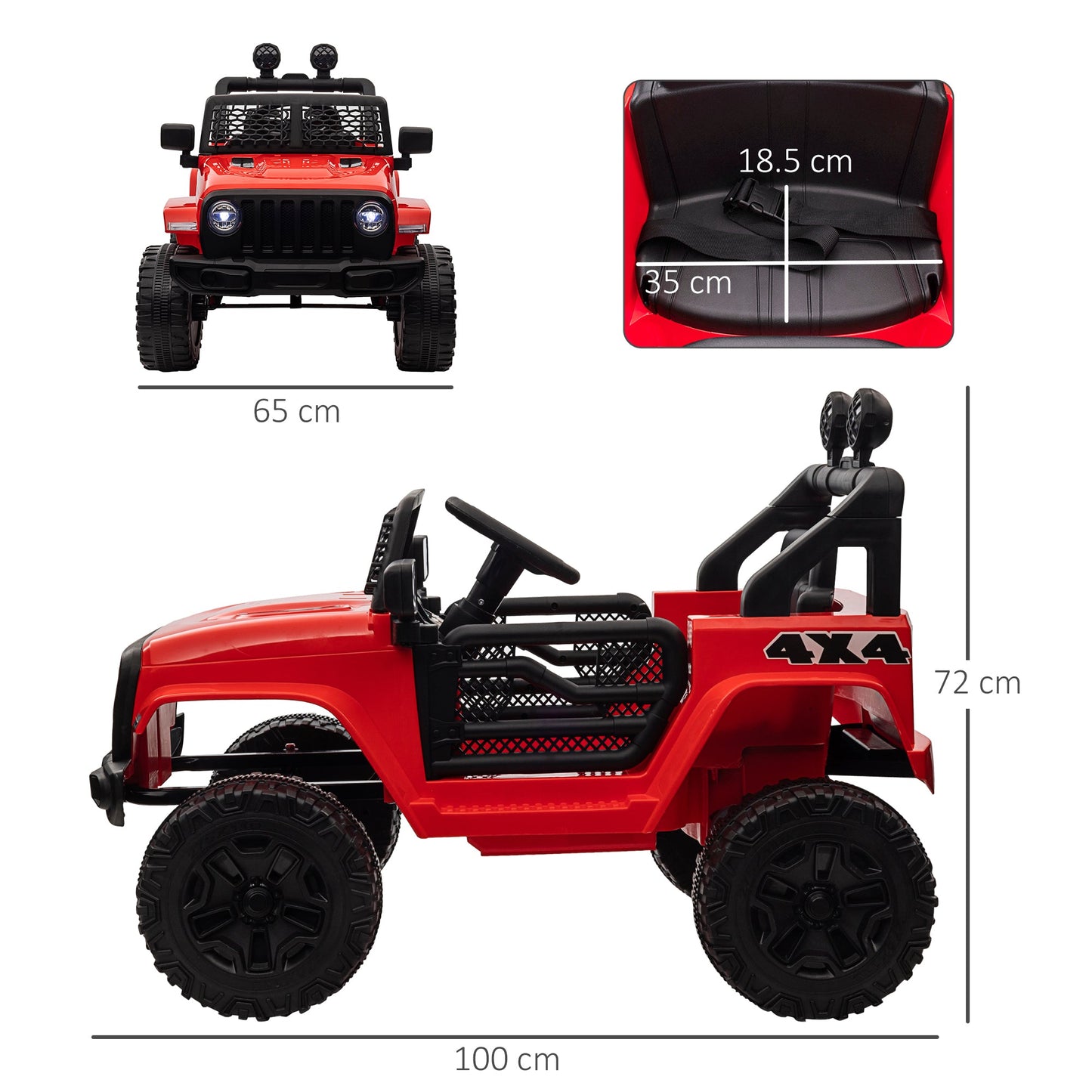 12V Battery-powered Kids Electric Ride On Car Truck Off-road Toy with Parental Remote Control Music Lights MP3 Suspension Wheels for 3-6 Years Old Red SUV Yrs