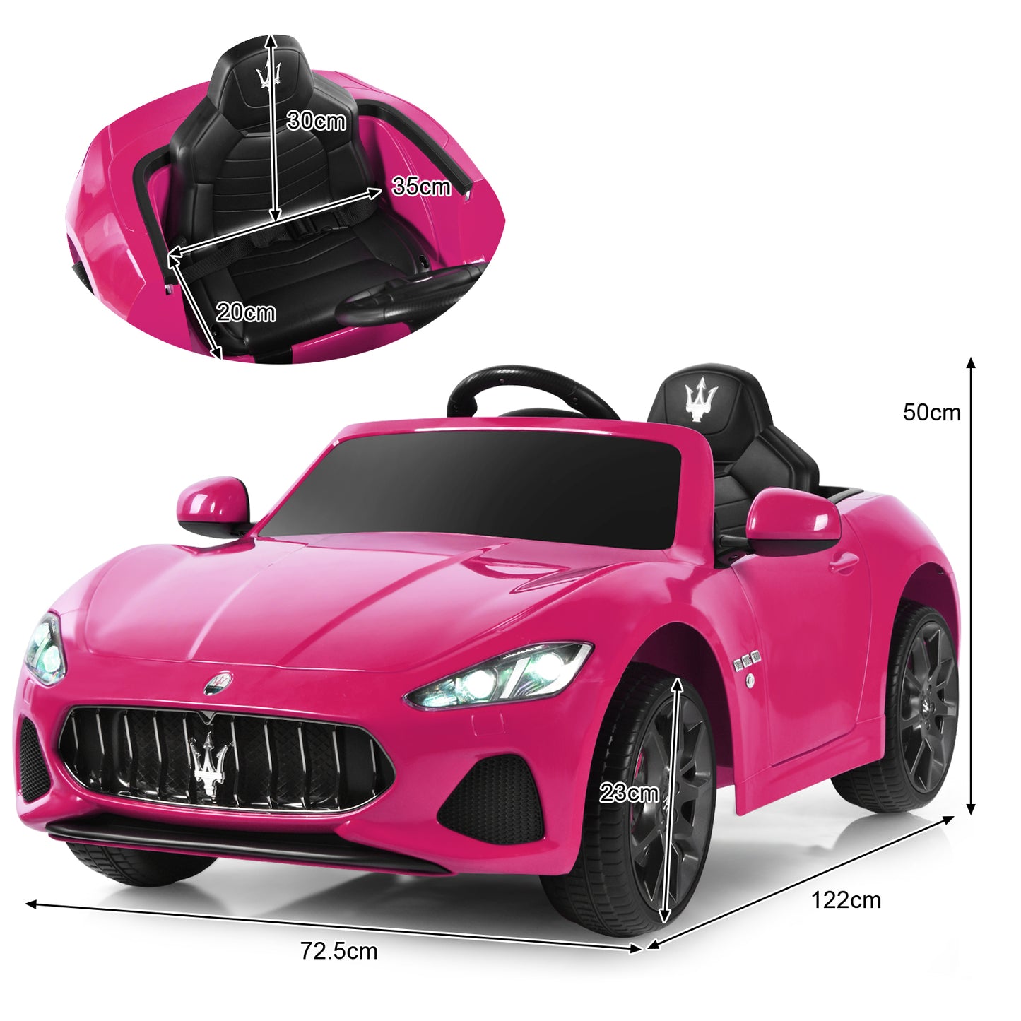 12V Battery Powered Compatible Maserati Toy Vehicle-Pink