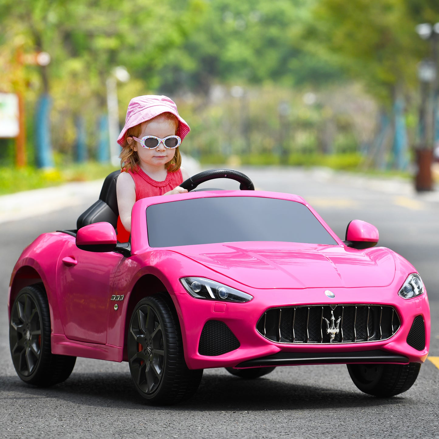 12V Battery Powered Compatible Maserati Toy Vehicle-Pink