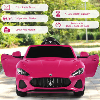 12V Battery Powered Compatible Maserati Toy Vehicle-Pink