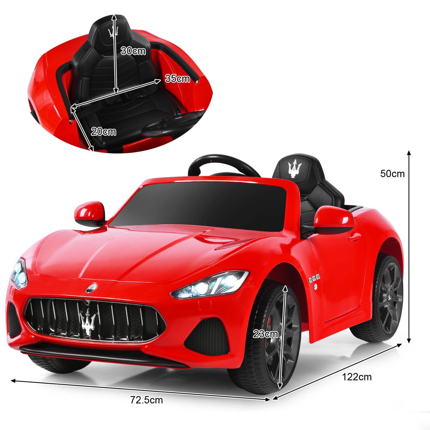 12V Battery Powered Compatible Maserati Toy Vehicle-Red