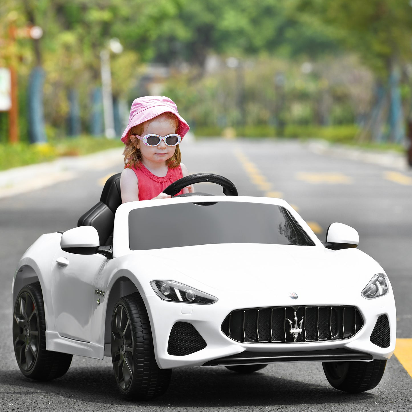 12V Battery Powered Compatible Maserati Toy Vehicle-White