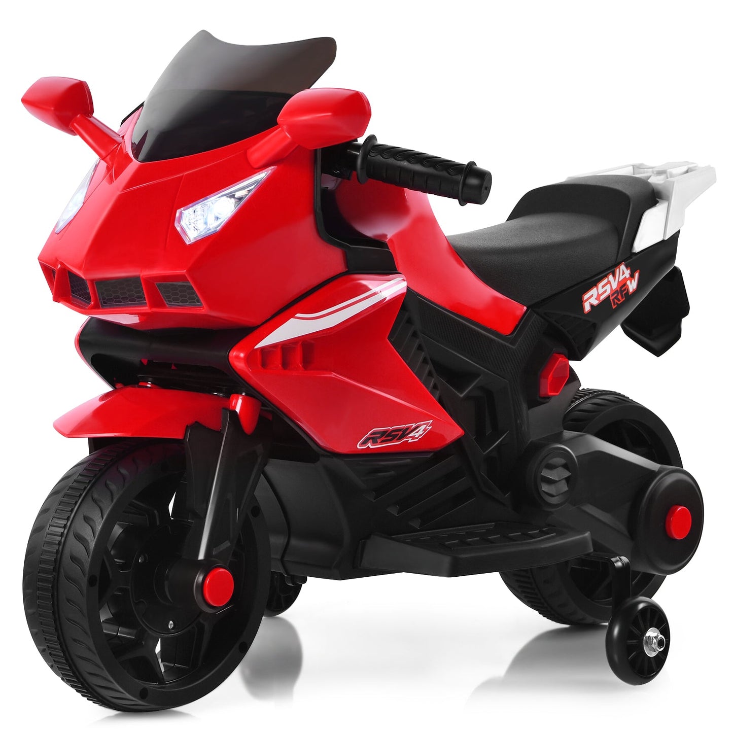 Kids Electric Ride on Motorcycle with 2 Training Wheels-Red