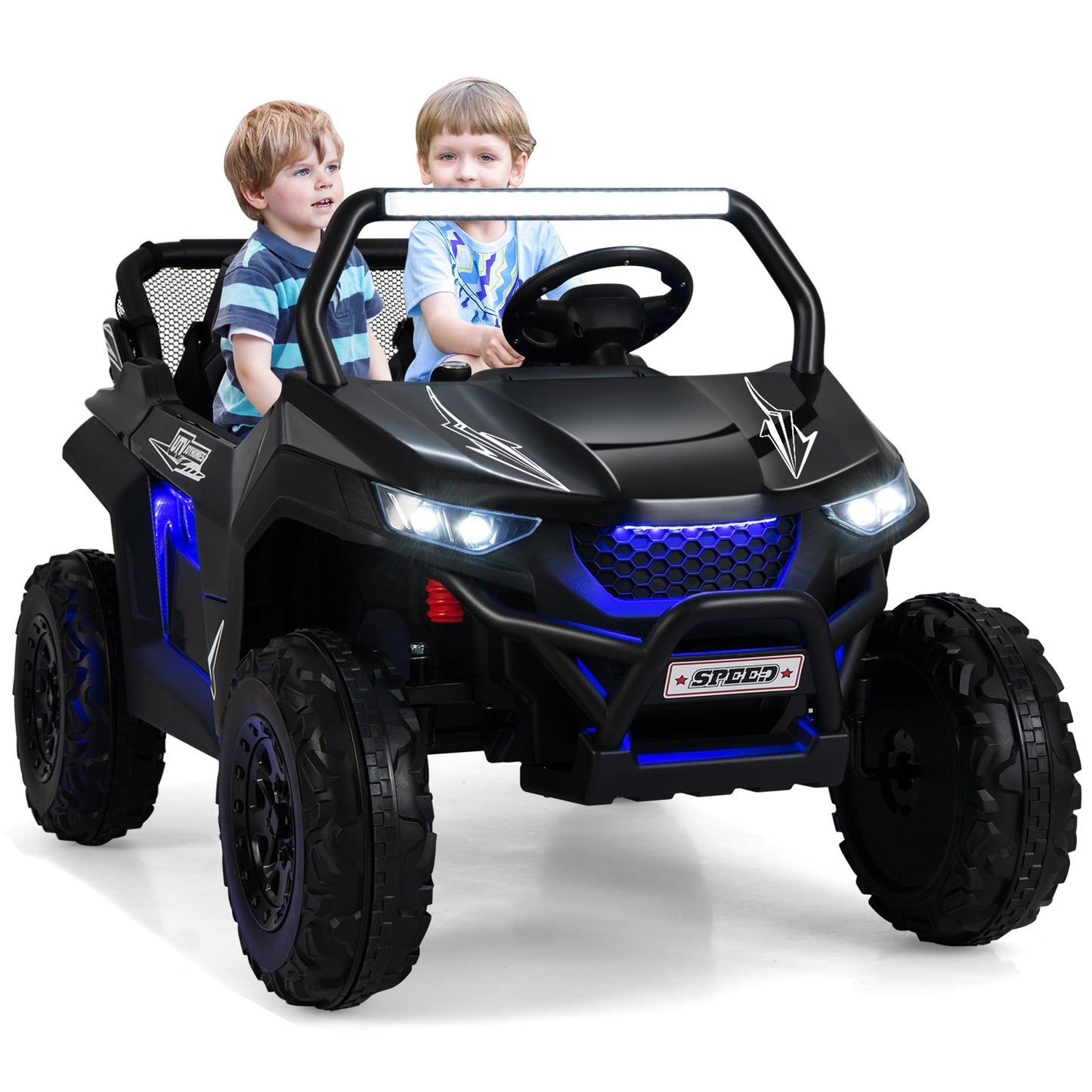 12V Electric Truck Car with Remote Controland Battery Powered UTV-Black